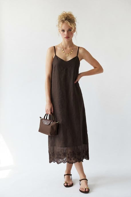Geborduurd A-Lijn Midi Slipdress - Image 1