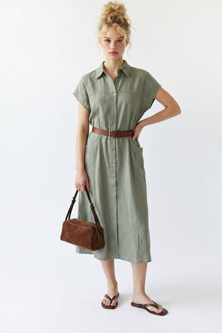 Geveste Midi Overhemdjurk - Image 2