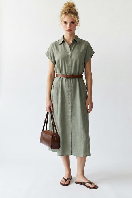 Geveste Midi Overhemdjurk - Image 4