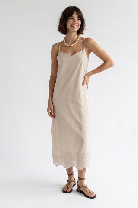 Geborduurde A-lijn Midi Slipdress - Image 3