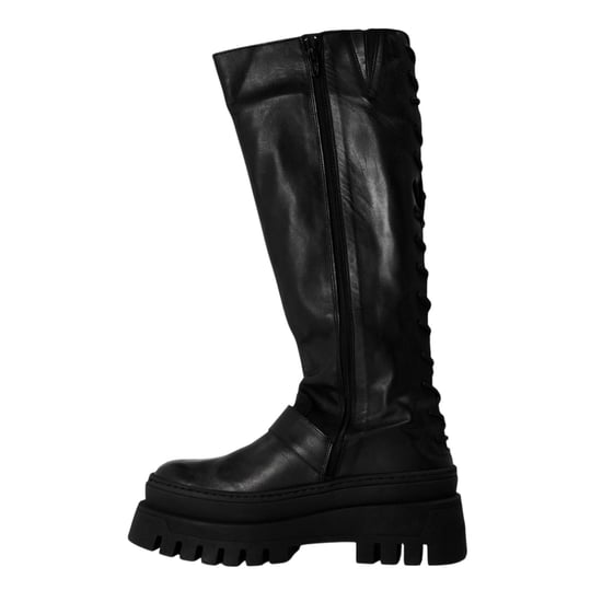 Steve Madden Dam Chez Läder Knähöga Stövlar (Svarta) - Image 2
