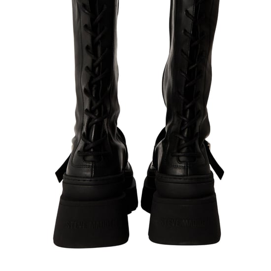 Steve Madden Dam Chez Läder Knähöga Stövlar (Svarta) - Image 3