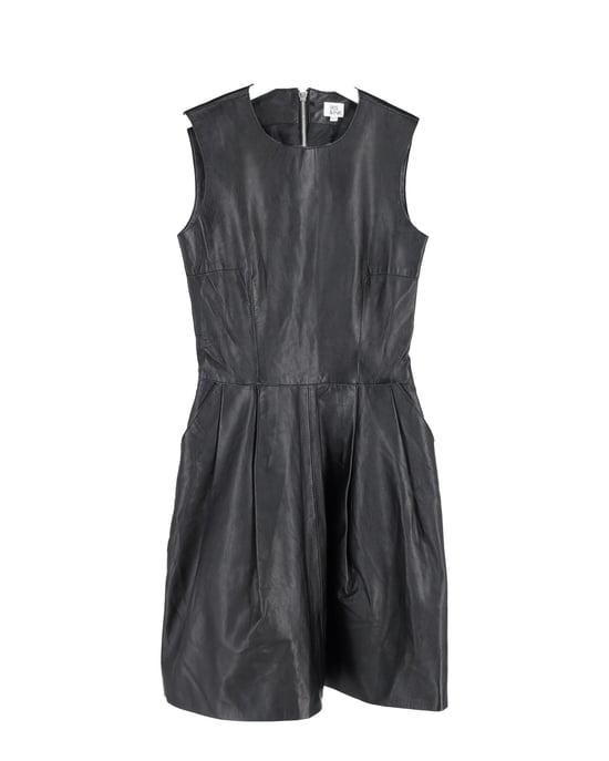 Iris & Ink minijurk in zwart leer - Image 1