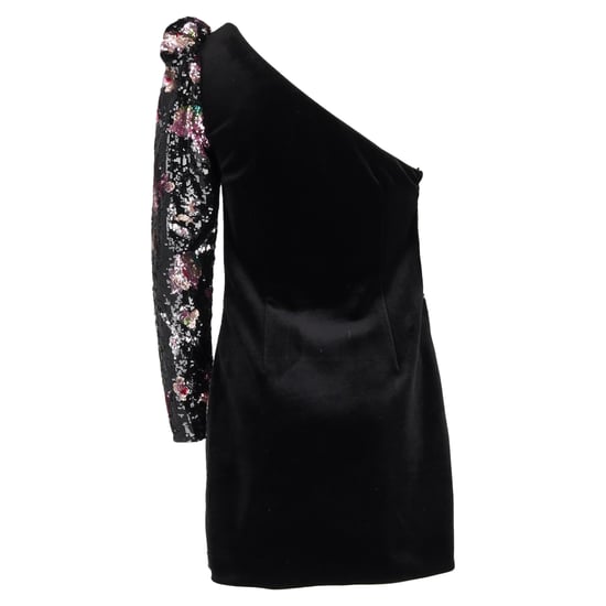Självporträtt One-Shoulder Miniklänning i svart sammet - Image 3