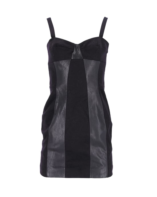 Joseph Panel Corsetjurk in zwarte wol en leer - Image 1