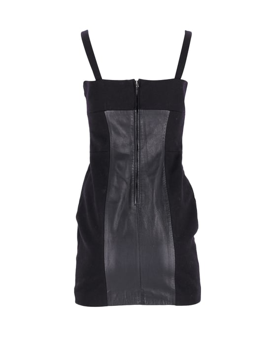 Joseph Panel Corsetjurk in zwarte wol en leer - Image 3