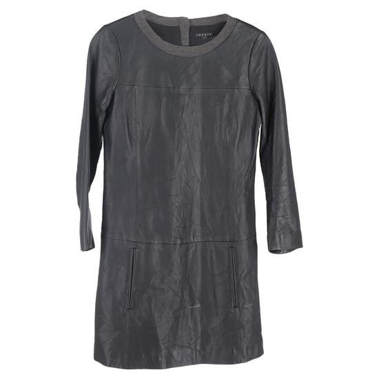 Theory Jeselia mini-jurk met lange mouwen in zwart leer - Image 1