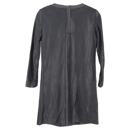 Theory Jeselia mini-jurk met lange mouwen in zwart leer - Image 2