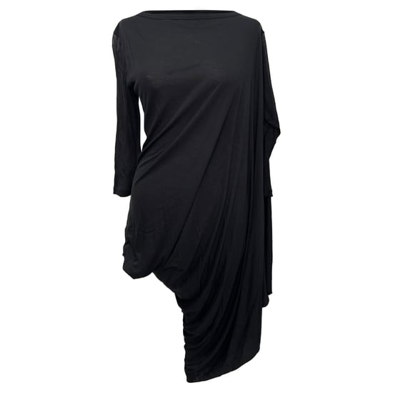 Rick Owens mini-jurk met lange mouwen en draperie in zwarte viscose - Image 1