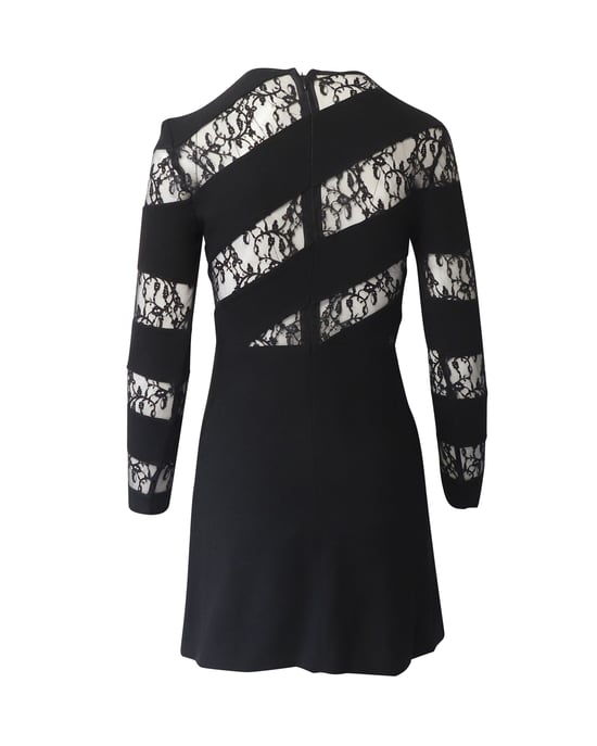 Sandro Paris Lace Cutout Dress in Black Polyester - Image 3