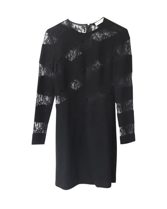 Sandro Paris Lace Cutout Dress in Black Polyester - Image 4