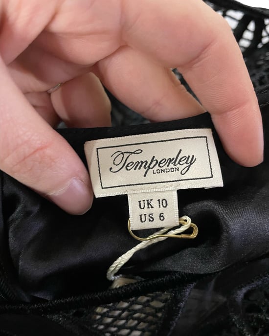 Temperley London spetsklänning med ärm och svart bomull - Image 2