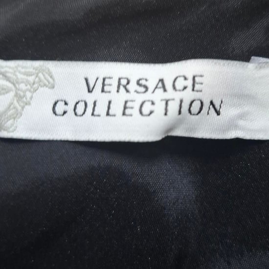 Versace Collection – Mönstrad miniklänning i Cady-modell i svart viskos - Image 3
