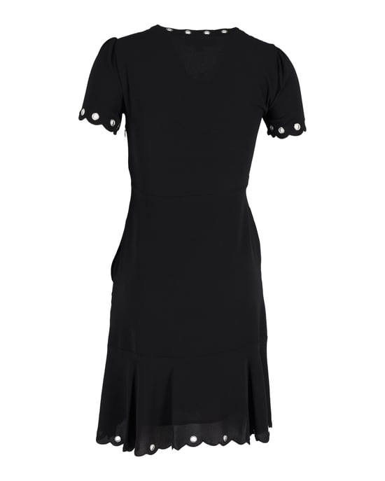 Michael Kors jurk met oogjes en vetersluiting, geschulpte rand, in zwart polyester - Image 3