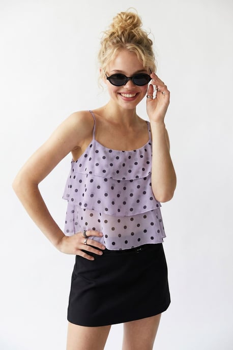 Polka Dot Chiffon Crop Top - Image 2