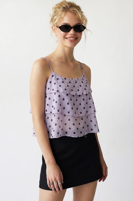 Polka Dot Chiffon Crop Top - Image 4