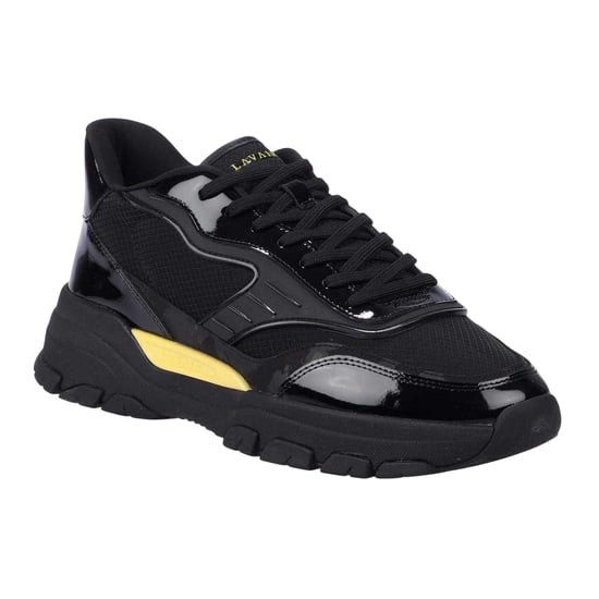 Lavair Heren Pacific 2.0 Nappa Leren Chunky Flat Sneakers (Zwart/Geel) - Image 4
