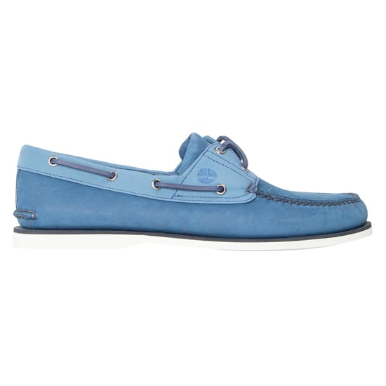 Timberland Klassieke platte bootschoenen voor heren van contrasterend leer (Donkerblauw) - Image 1