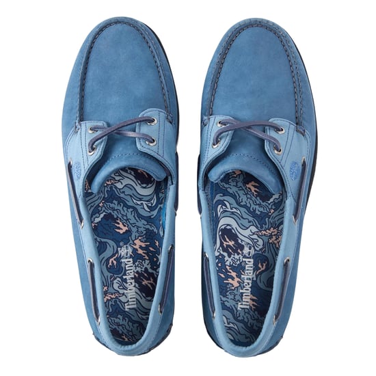 Timberland Klassieke platte bootschoenen voor heren van contrasterend leer (Donkerblauw) - Image 3