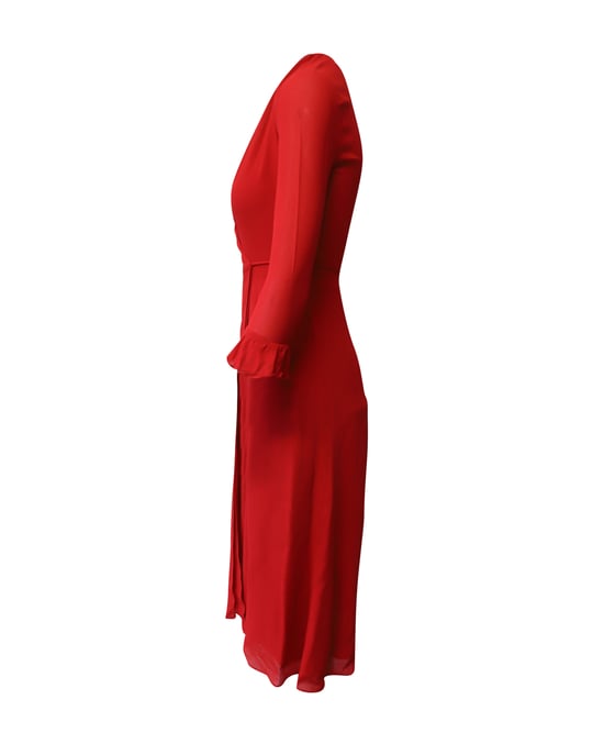 Reformation Wrap Dress i röd viskos - Image 3