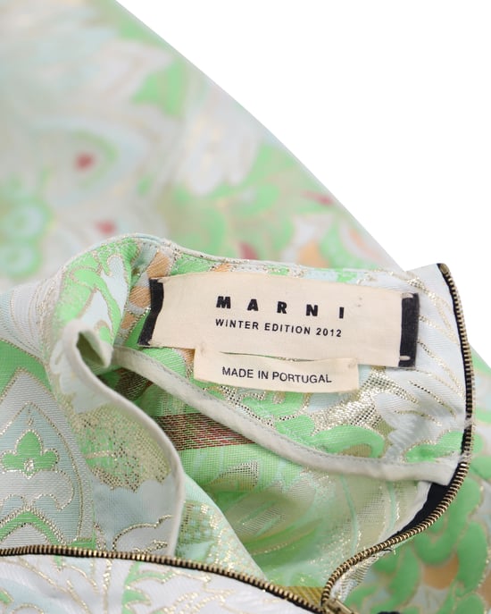 Marni Wintereditie 2012 Brokaat Minijurk in Groen Polyester - Image 3