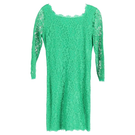 Diane Von Furstenberg Zarita jurk met lange mouwen en kant in groene rayon - Image 1