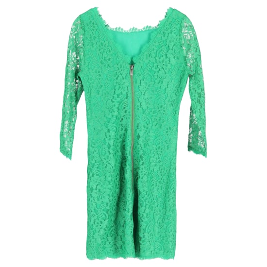 Diane Von Furstenberg Zarita jurk met lange mouwen en kant in groene rayon - Image 2