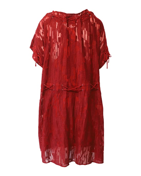 Iro Midiklänning med snörning i röd polyester - Image 3