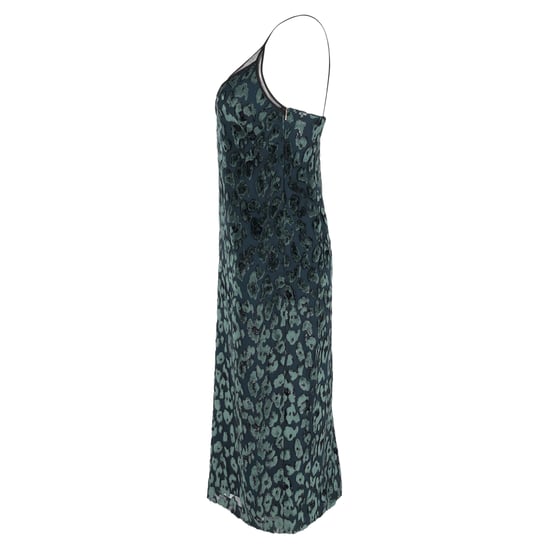 Hugo Boss Dudania Devoré Slip Dress in Green Velvet - Image 2