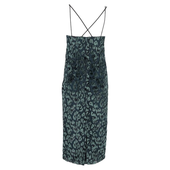 Hugo Boss Dudania Devoré Slip Dress in Green Velvet - Image 3
