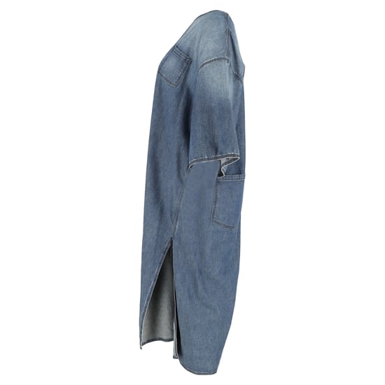 Maison Margiela V-Neck Side Slit Midi Dress in Cotton Denim - Image 2