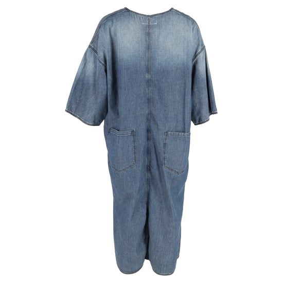 Maison Margiela V-Neck Side Slit Midi Dress in Cotton Denim - Image 3