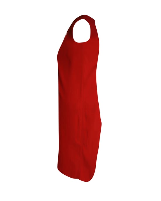 Sandro Paris mouwloze jurk met V-hals en kanten details in rode cupro - Image 2