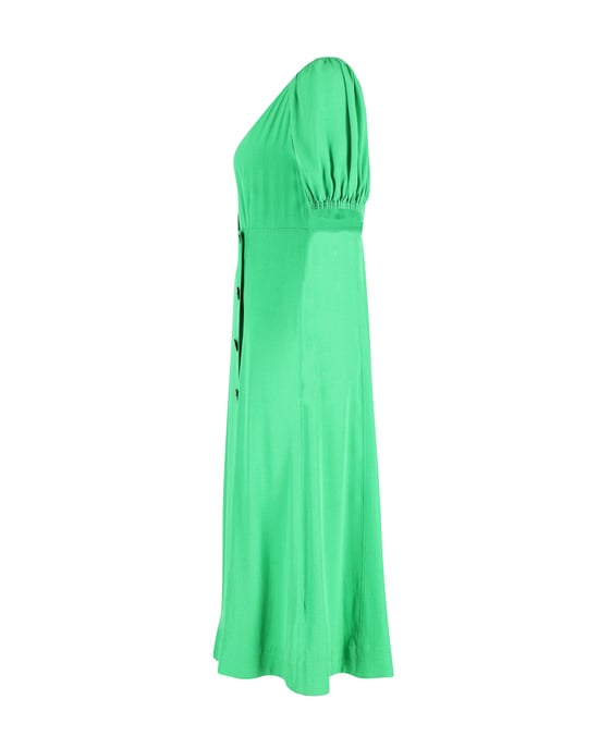 Ganni midi-wikkeljurk met pofmouwen in groene viscose - Image 2