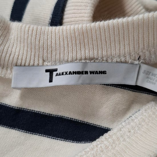 T Alexander McQueen gebreide gestreepte midi-jurk in blauwe wol - Image 3