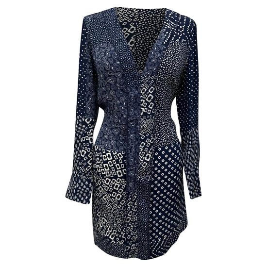 Diane von Furstenberg Reid patchwork mini-jurk met print in marineblauwe zijde - Image 1