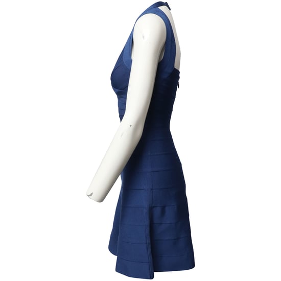 Herve Leger Flared Hem Bandage Dress in Blue Rayon - Image 2
