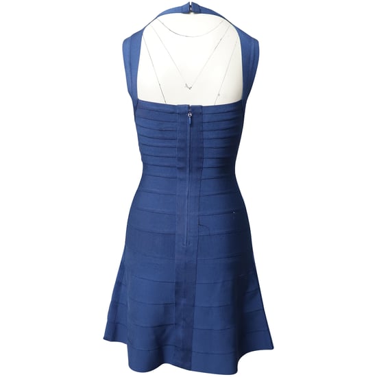 Herve Leger Flared Hem Bandage Dress in Blue Rayon - Image 3