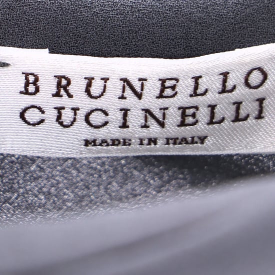 Brunello Cucinelli Draperad Miniklänning i Grå Siden - Image 4