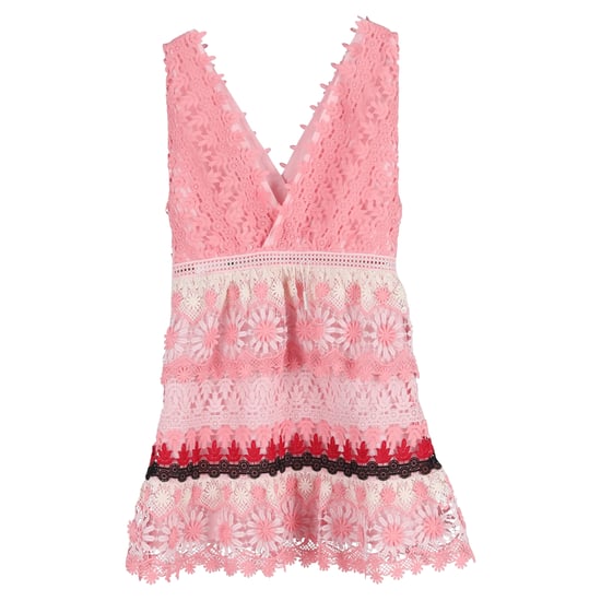 Self-Portrait Striped Floral Guipure Mini Dress In Pink Polyester - Image 2