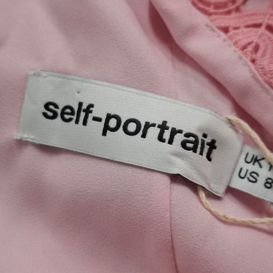 Self-Portrait Striped Floral Guipure Mini Dress In Pink Polyester - Image 3
