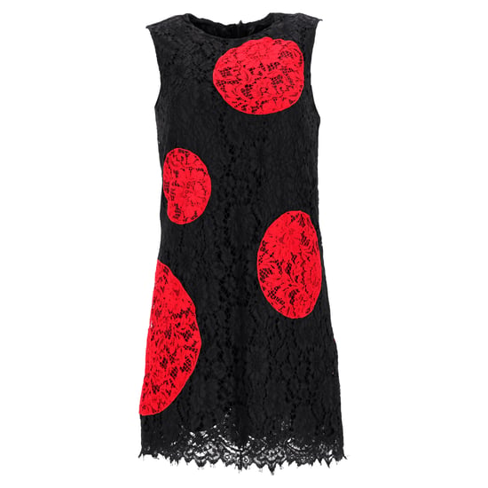 Dolce & Gabbana – Prickig miniklänning med spetsdetalj i svart och röd bomull - Image 1