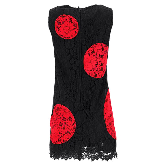 Dolce & Gabbana – Prickig miniklänning med spetsdetalj i svart och röd bomull - Image 3