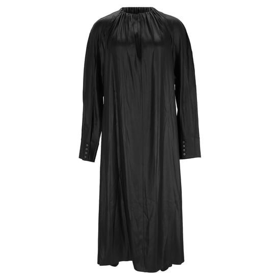 Acne Studios geplooide satijnen midi-jurk in zwart triacetaat - Image 1