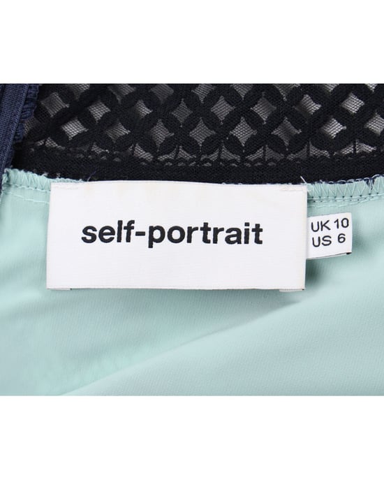 Självporträtt Ärmlös Volangklänning i Blå Polyester - Image 5