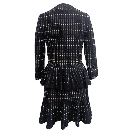 Alexander McQueen gestreept peplum vest en midi-rok set in zwarte viscose - Image 2