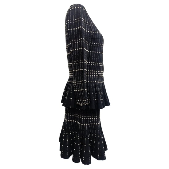 Alexander McQueen gestreept peplum vest en midi-rok set in zwarte viscose - Image 3