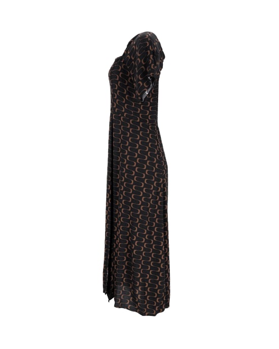 Bedrukte midi-jurk van Reformation in zwarte viscose. - Image 2