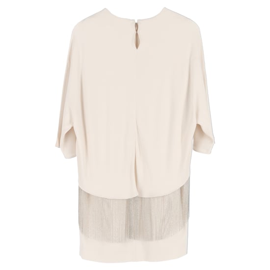 Stella McCartney Krista mini-jurk met cape-effect en franjes in witte viscose - Image 2
