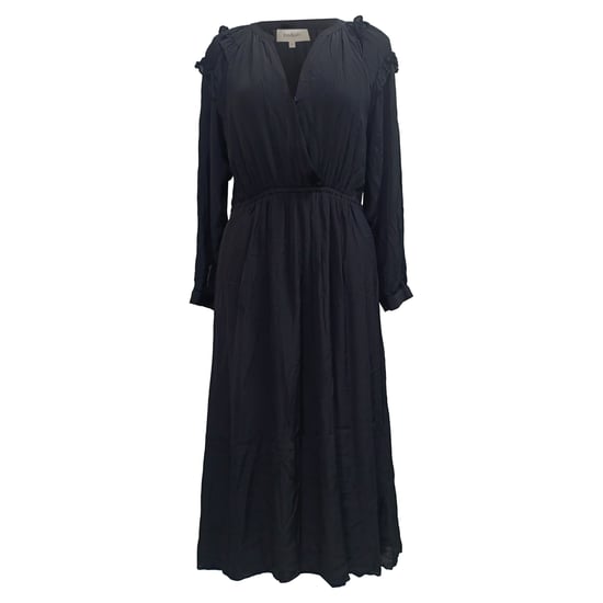 Ba&Sh Ulla midi-jurk met V-hals in zwarte viscose - Image 1